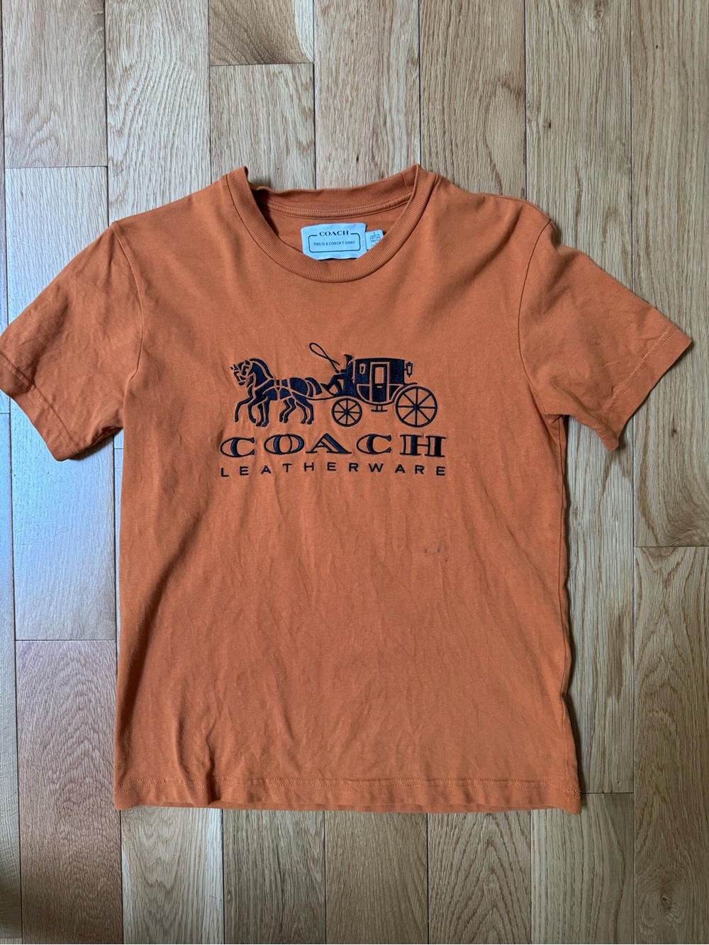 Coach Embroidered Logo Tee in Organic Cotton, Size S